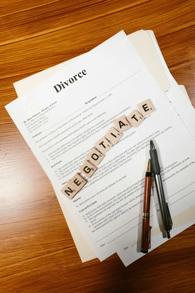 Divorce negotiation and documents.